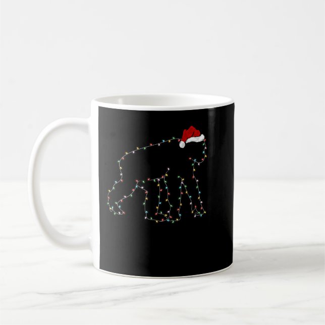 Caneca De Café Chimpanzee Xmas Lighting Santa Hat Chimpanzee Chri (Esquerda)