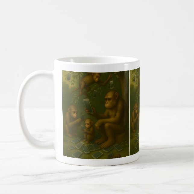 Caneca De Café Chimpanzés em Celulares (Esquerda)