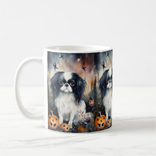 Caneca De Café Chin Japonês Halloween Com Pumpkins Assustado