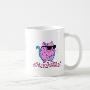 Caneca De Café Chinchila cor-de-rosa de néon de Chinchillin