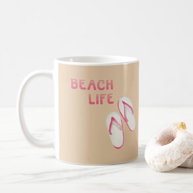Caneca De Café Chinelos da Beach Life (Com Donut)