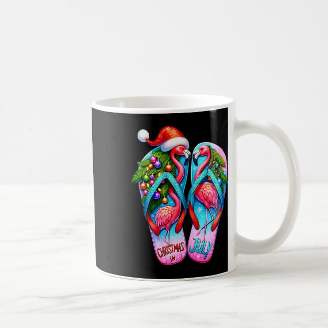 Caneca De Café Chinelos Pretty Flamingo Verão Tropical Natal (Direita)