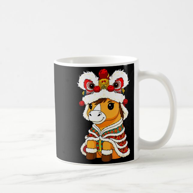 Caneca De Café Chinese Lunar New Year Lion Dance Cute Horse China (Direita)