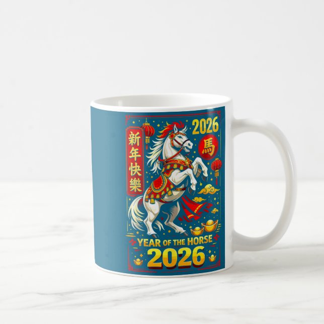 Caneca De Café Chinese New Year 2026 Horse Year Lunar Zodiac  (Direita)