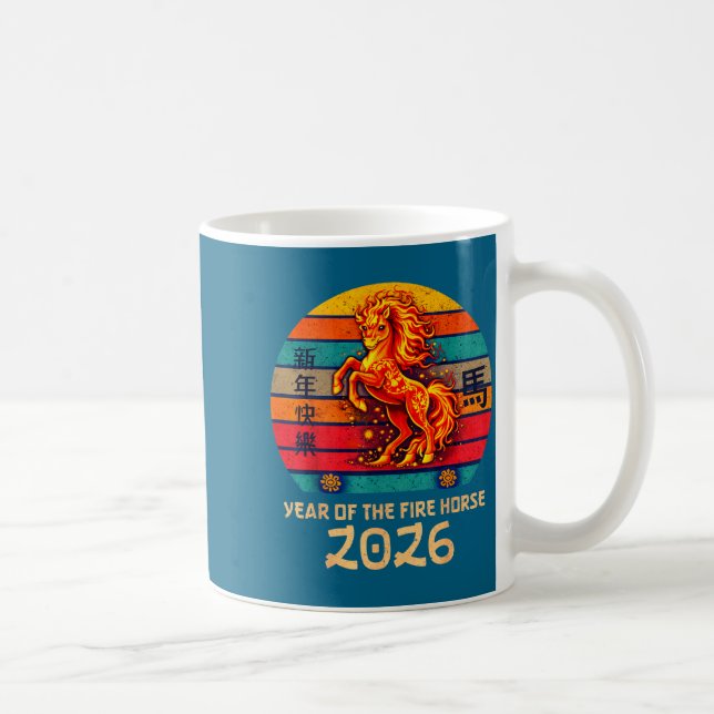 Caneca De Café Chinese New Year 2026 Year Of The Fire Horse Vinta (Direita)