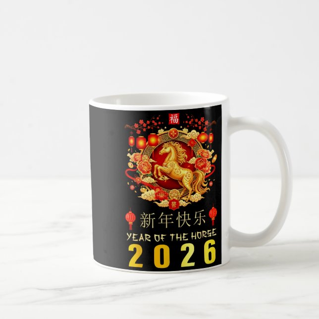 Caneca De Café Chinese New Year 2026 Year Of The Horse Chinese Zo (Direita)