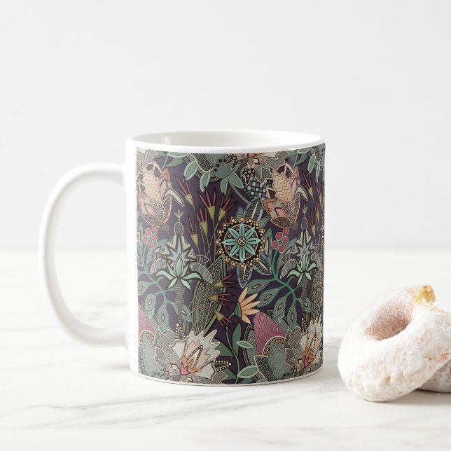 Caneca De Café chintz steampunk uva (Com Donut)