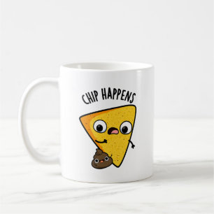 Caneca De Café Chip Happens Engraçado Poop Puns