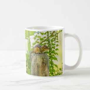Caneca De Café Chipmunk em um Posto de cerca