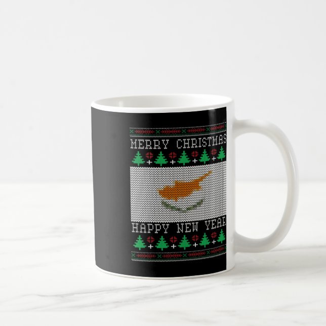 Caneca De Café Chipre Flag Ugly Christmas (Direita)