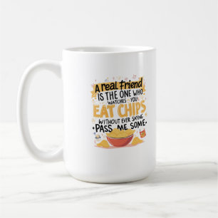 Caneca De Café Chips e verdadeiros amigos