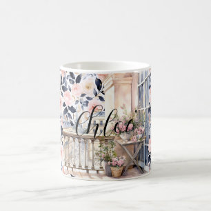 Caneca De Café Chique Azul Rosa Paris França