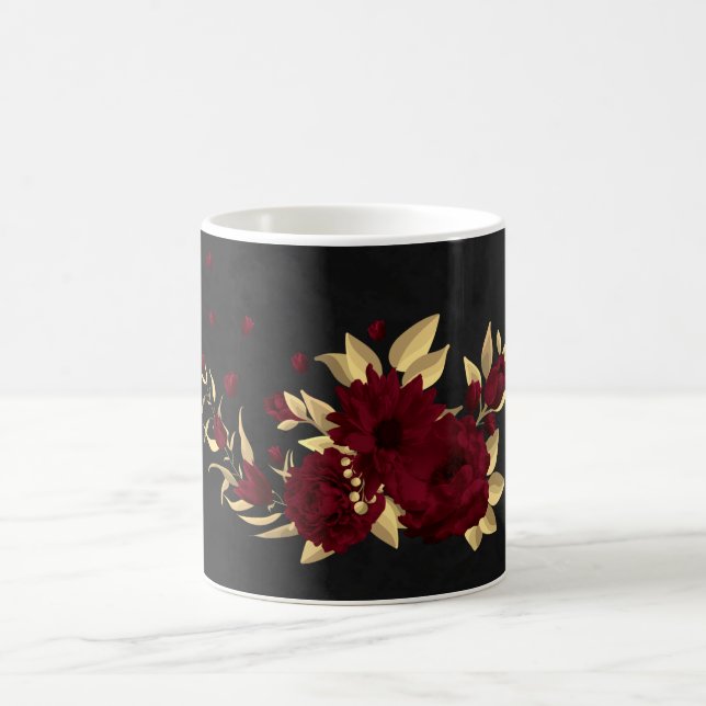 Caneca De Café Chique burgundy e dourado preto (Centro)
