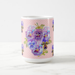 Caneca De Café Chique Dot Mug floral cor-de-rosa Bonito