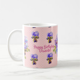 Caneca De Café Chique Feliz Aniversário Amor Dot Mug floral