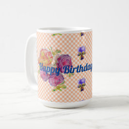 Caneca De Café Chique Rosa Rosa Rosa Rosa e Rosas Violetas Mug fl