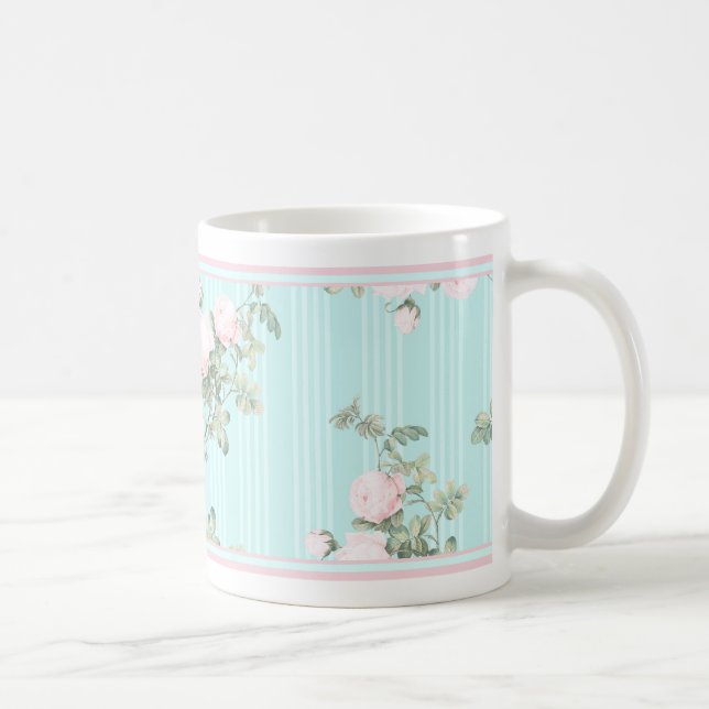 Caneca De Café Chique, rosas cor-de-rosa e rosa (Direita)