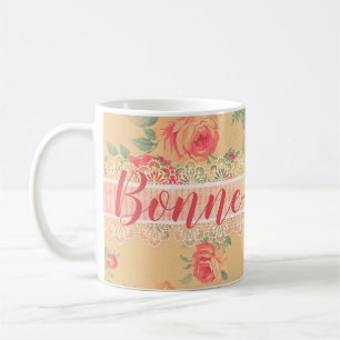 Caneca De Café Chique Vintage Rosas Florais Bonne-Maman