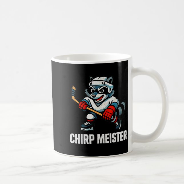 Caneca De Café Chirp Meister Funny Hockey Raccoon Traalker  (Direita)