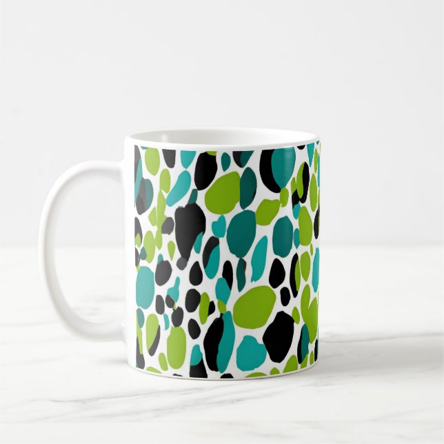 Caneca De Café Chita Azul Verde Teal Coloca Impressão Animal (Esquerda)