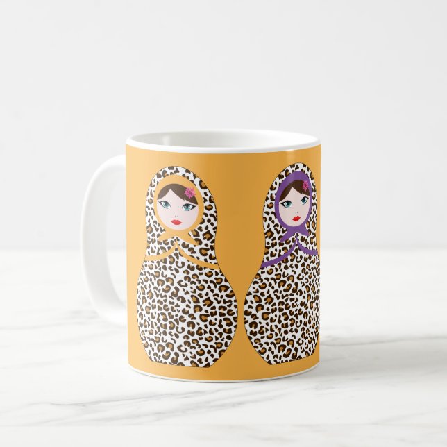 Caneca De Café Chita Impressão Matryoshka Coffee Mug (Frente Esquerda)