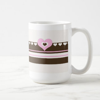 Caneca De Café Chocolate com Corações Rosas