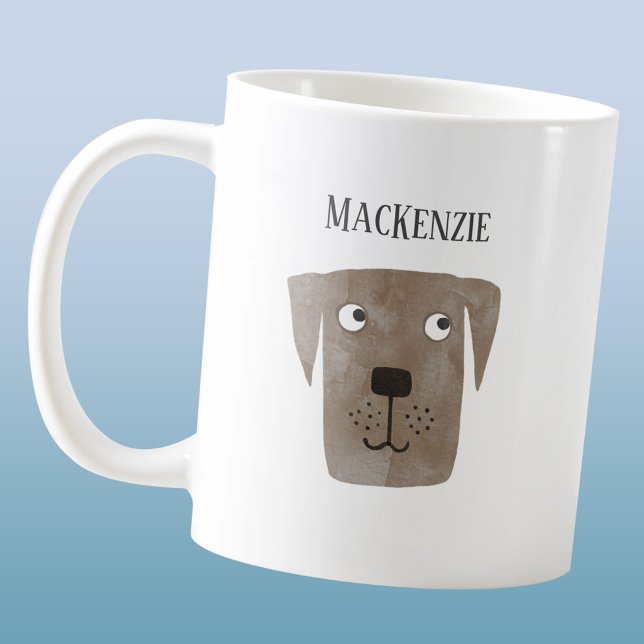 Caneca De Café Chocolate divertido Labrador - Cachorro do Retriev (Personalized Chocolate Labrador Retriever Dog custom name coffee mug)
