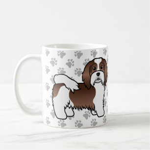 Caneca De Café Chocolate E Cão-De-Cartoon Branco-Havanês