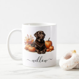 Caneca De Café Chocolate Labrador Cai Mug com Nome Personalizado