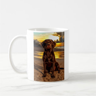 Caneca De Café Chocolate Labrador no Sunset