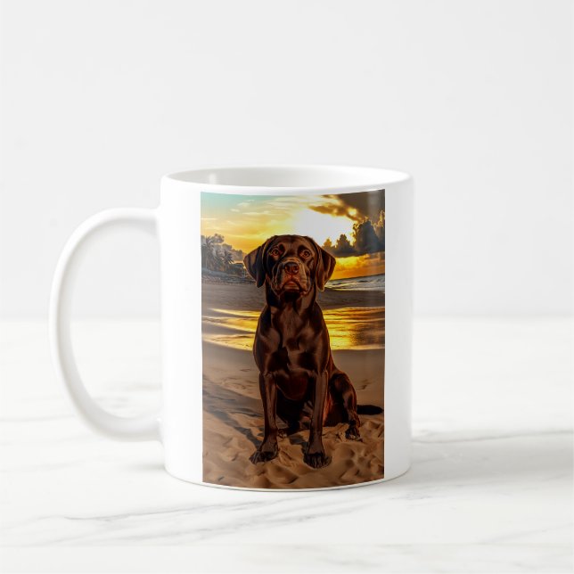 Caneca De Café Chocolate Labrador no Sunset (Esquerda)