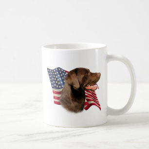 Caneca De Café Chocolate Labrador Retriever American Flag