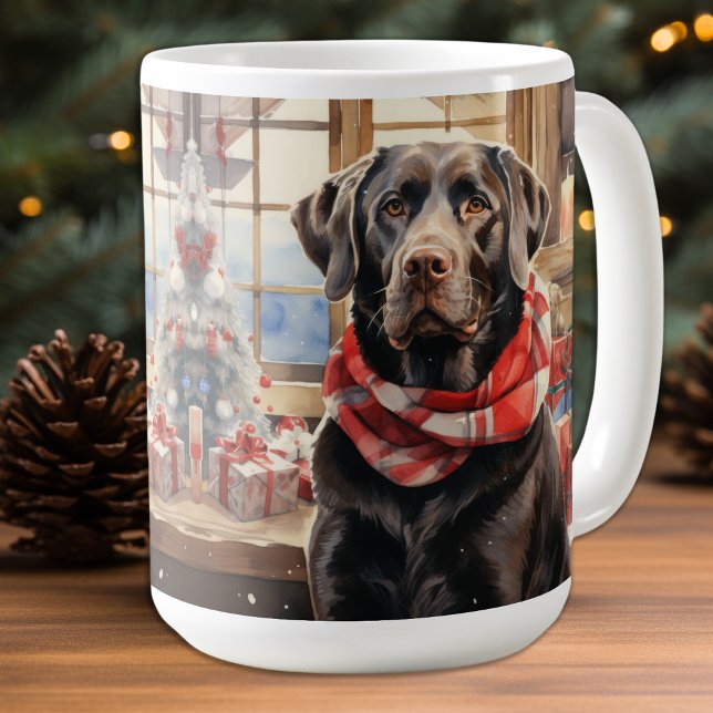 Caneca De Café Chocolate Labrador Retriever Natal Cão-Pãozinho (Criador carregado)