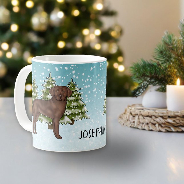 Caneca De Café Chocolate Labrador Retriever Nome Personalizado de (Criador carregado)