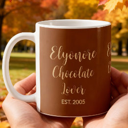 Caneca De Café Chocolate Lover Cream Script Personalized Name Est