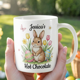 Caneca De Café Chocolate Quente Nome Personalizado Coelho da Pásc