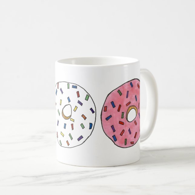 Caneca De Café Chocolate Vanilla Morango Rosquinha (Frente Esquerda)
