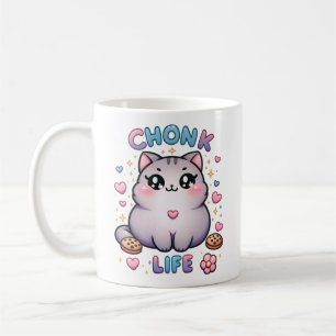 Caneca De Café CHONK LIFE CAT - Kawaii Style Cat Design