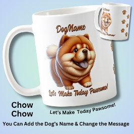 Caneca De Café Chow Chow - Adicionar Nome do Cachorro, Alterar Te