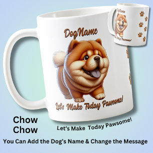 Caneca De Café Chow Chow - Adicionar Nome do Cachorro, Alterar Te