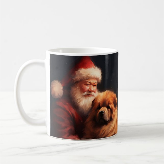 Caneca De Café Chow Chow com Papai Noel Natal Festivo (Esquerda)