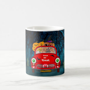Caneca De Café Chow Chow Dog Dirigindo Carro Assustado Halloween