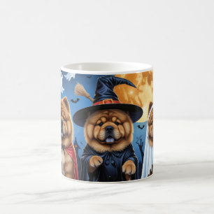 Caneca De Café Chow Chow Dog Pumpkin Halloween Engraçado