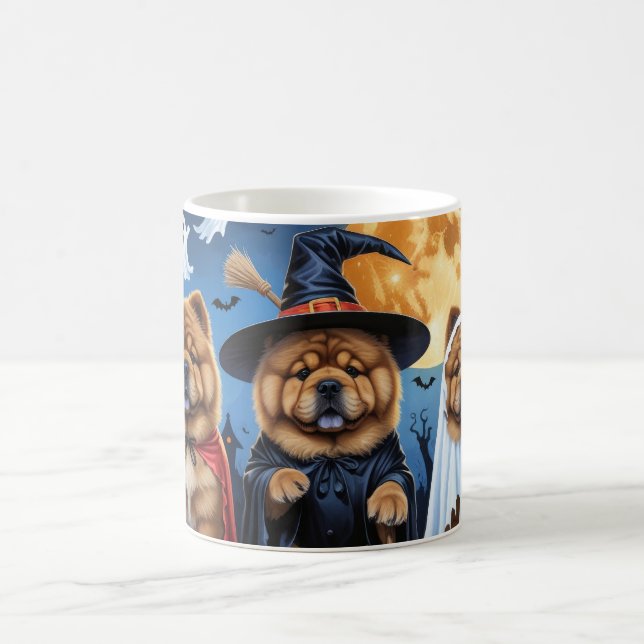 Caneca De Café Chow Chow Dog Pumpkin Halloween Engraçado (Centro)