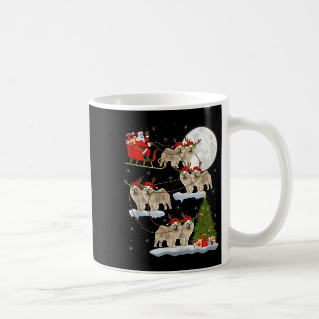 Caneca De Café Chow Chow Dog Santa Sleigh Flying Funny Magical Ch (Direita)