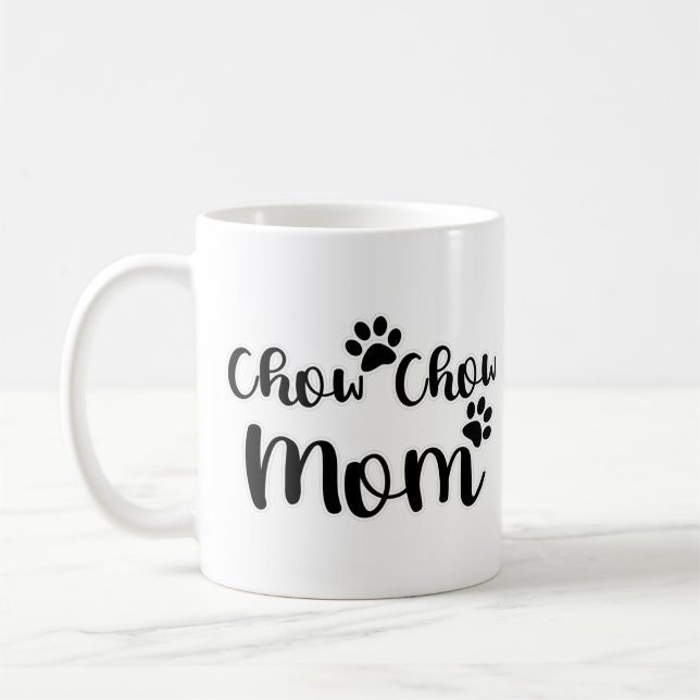 Caneca De Café Chow Chow Mãe Pawprint Design Gráfico (Esquerda)