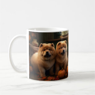 Caneca De Café Chow Chow Puppy Autumn Delight Pumpkin