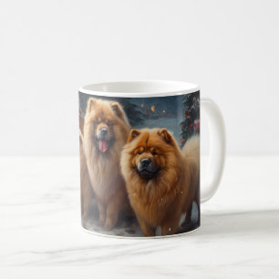 Caneca De Café Chow Chow Snowy Sleigh Decência de Natal