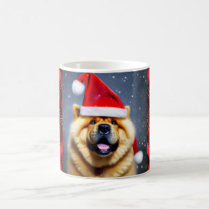 Caneca De Café Chow Chow Vestindo o presente de Natal do Papai No