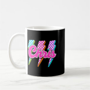 Caneca De Café Chris Checkered Bolt Eu Amo Chris Groovy 70s 80s
